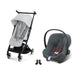 Cybex Libelle Black Fog Grey, Aton B2 i-Size Steel Grey ve adaptör — travel sistem