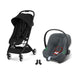 Cybex Orfeo Black Magic Black, Aton B2 i-Size Steel Grey ve adaptör — travel sistem