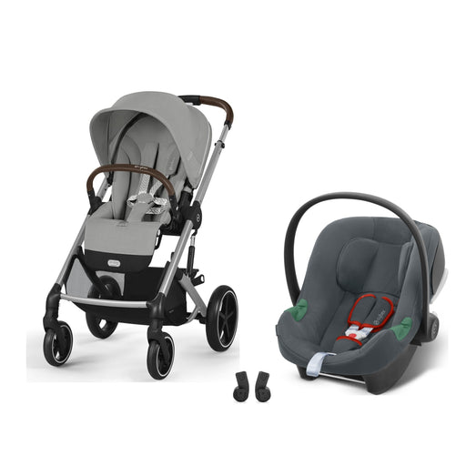 Cybex Balios S Lux Silver Stone Grey, Aton B2 i-Size Steel Grey ve adaptör — travel sistem