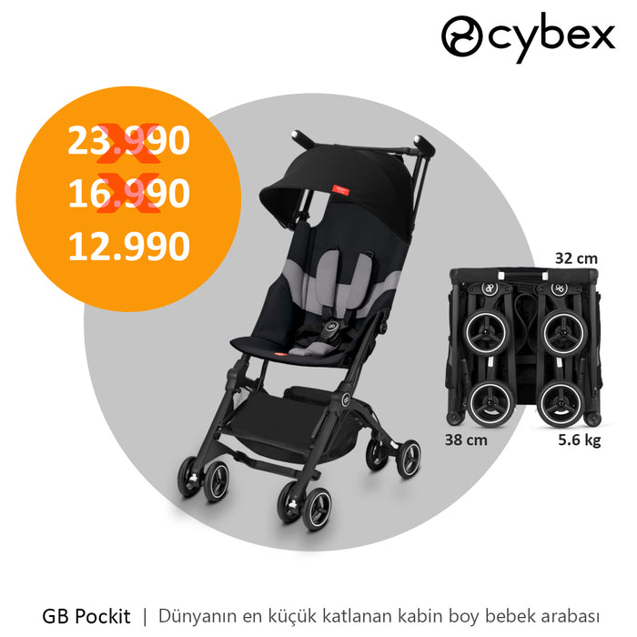 Cybex GB Pockit Plus <br> (dünyanın en küçük katlanan kabin boy bebek arabası)