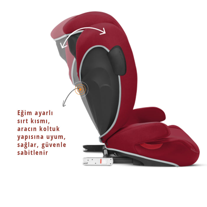 Cybex Solution B2 fix + Lux (dynamic red) <br> (Adac ödüllü isofixli çocuk oto koltuğu 15-50 kg)