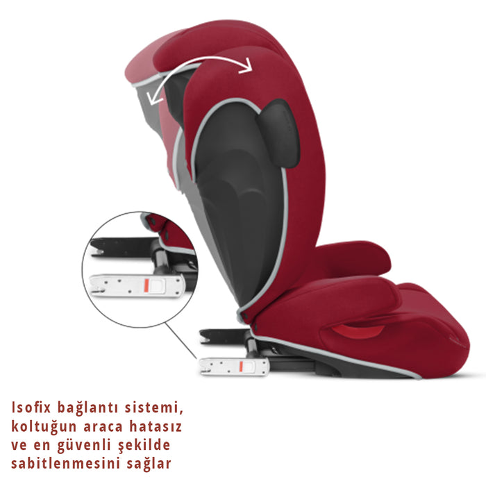 Cybex Solution B2 fix + Lux (dynamic red) <br> (Adac ödüllü isofixli çocuk oto koltuğu 15-50 kg)